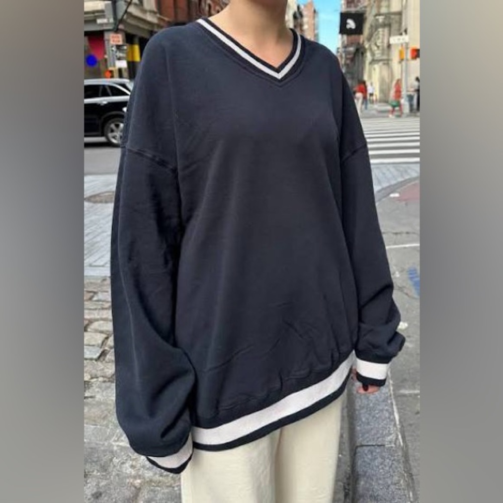 Brandy Melville Navy Varsity Crewneck